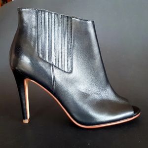 NWT Peeptoe Leather Booties